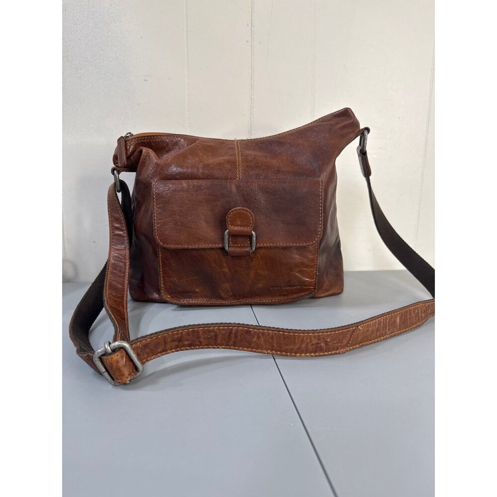 Jack George Womens Leather Handbag Crossbody Zipper Pocket Adjustable Strap